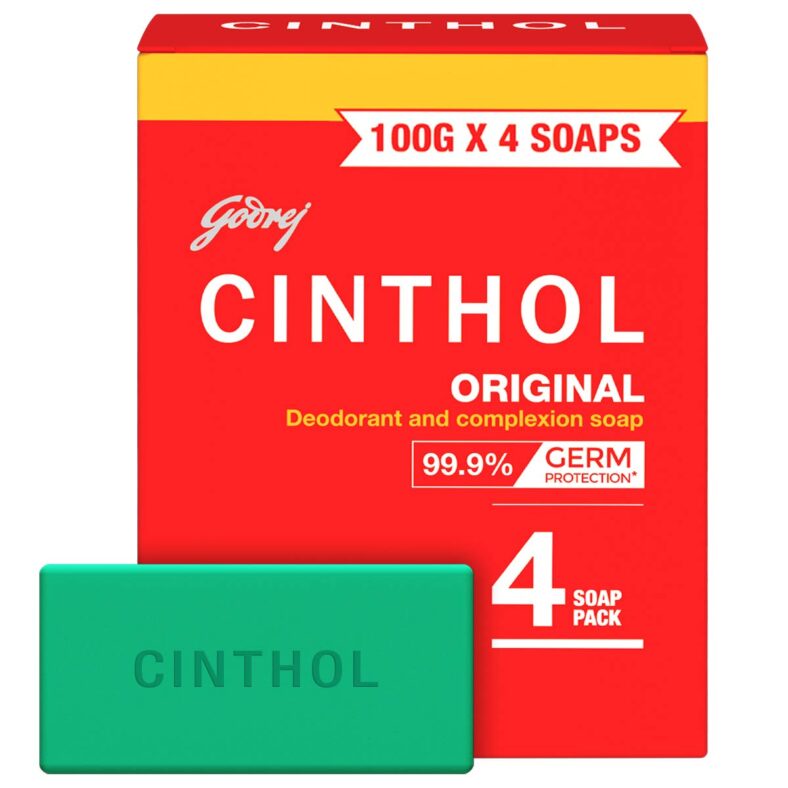 Cinthol Original Bath Soap 99.9% Germ Protection, 100G (Pack Of 4)