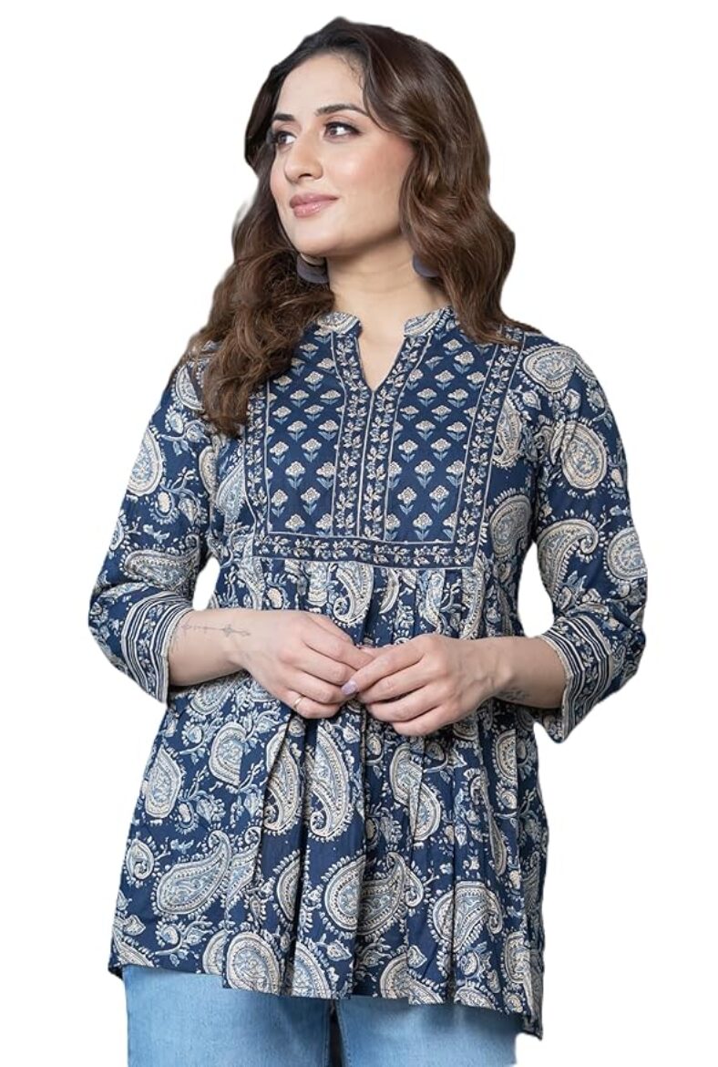 Arayna Women’s Pure Cotton Paisley Printed Tunic Top – Comfortable Everyday Wear | Women’s, Pure Cotton, Comfortable Everyday Wear