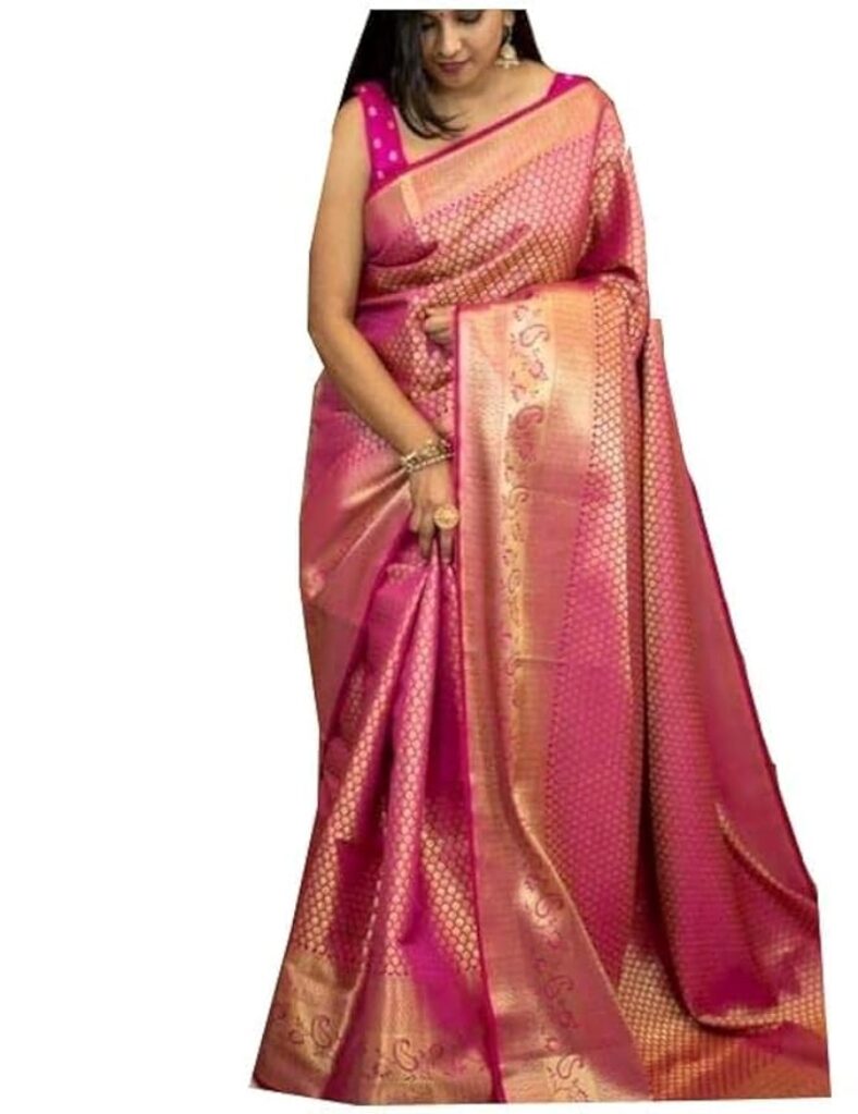 SGF11 Women’s Kanjivaram Soft Silk Saree With Blouse Piece3.8 3.8 out of 5 stars
