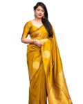 Yashika Women’s Banarasi Kanjivaram Cotton Silk Woven Saree with Unstitched Blouse Material3.8 3.8 out of 5 stars