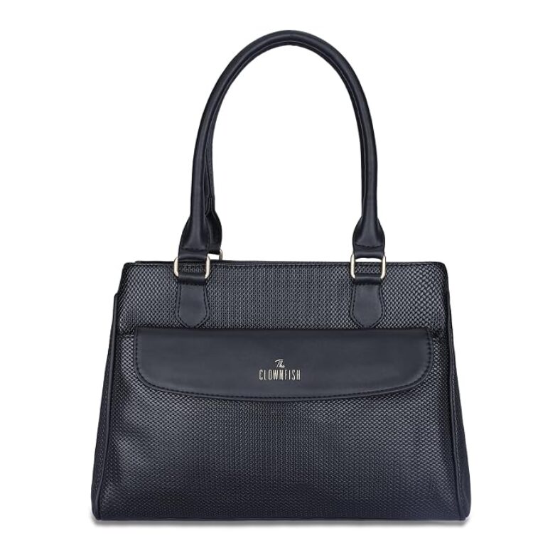 THE CLOWNFISH Prudence Faux Leather Handbag for Women Office Bag Ladies Shoulder Bag Tote For Women College Girls with Front Flap