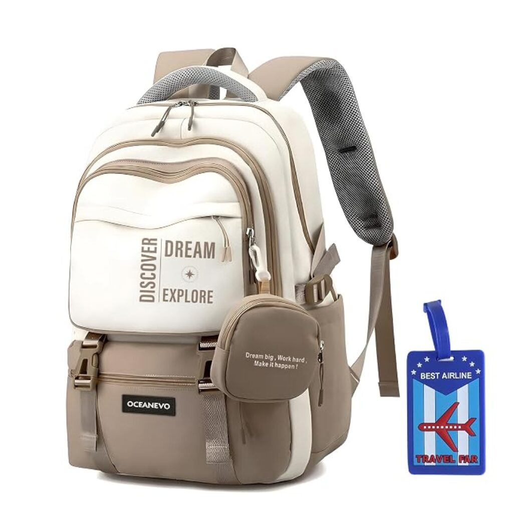 OCEANEVO College Bag for Girls WITH Luggage Tag and Zipper Pouch, School Bag for Girls 12-14 Years, Laptop Bag for Women
